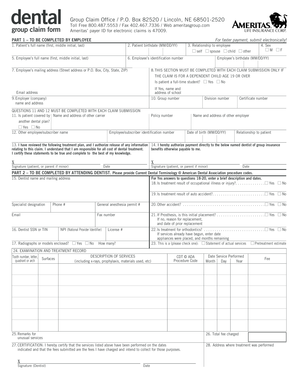 Ameritas Dental Group Claim Form