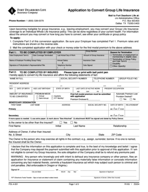 Group Life Insurance Conversion Application