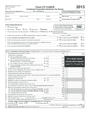 Connecticut Form CT-1120CR 2013