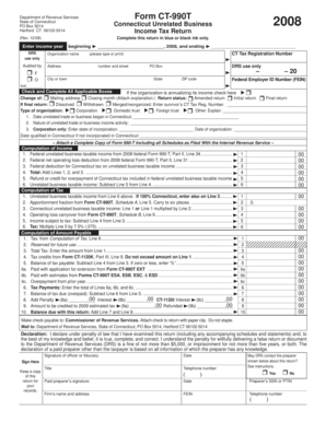 Connecticut Unrelated Business Income Tax Return Form CT-990T