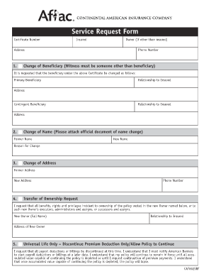 Continental American Insurance Service Request Form