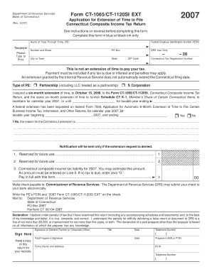 Connecticut Form CT-1065/CT-1120SI EXT 2007