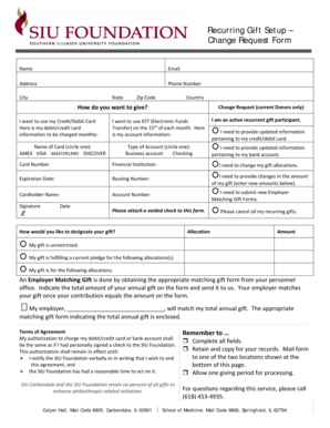 Recurring Gift Change Request Form