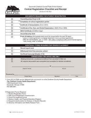 Savannah-Chatham County Public School System Student Registration Form