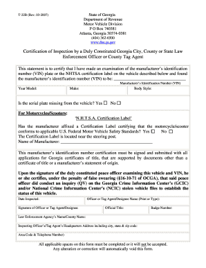 Georgia Vehicle Inspection Certification