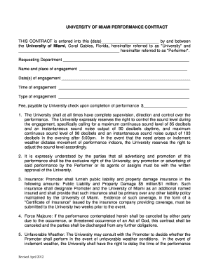 Performance agreement template - Performance Contract - University of Miami - umshare miami