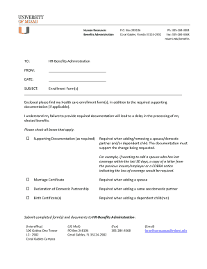University of Miami Benefits Enrollment Form