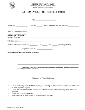 ATTORNEY'S LETTER REQUEST FORM - Harris County Clerk's Office