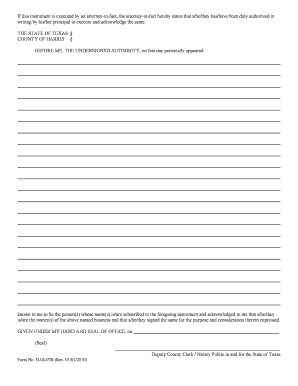 Texas Notary Acknowledgment Form