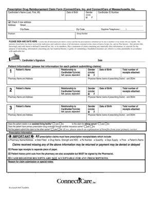 Prescription Drug Reimbursement Claim Form