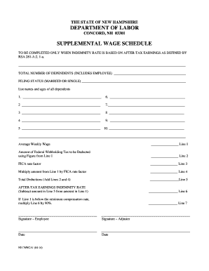 New Hampshire Supplemental Wage Schedule