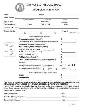 Travel expense report excel - springfield public schools expense report form