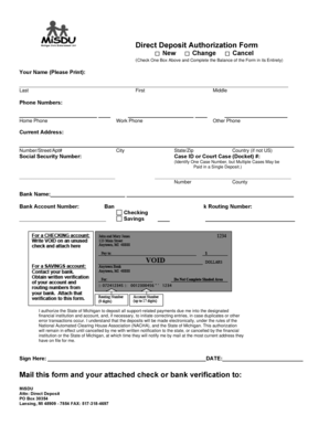 Michigan Direct Deposit Authorization Form