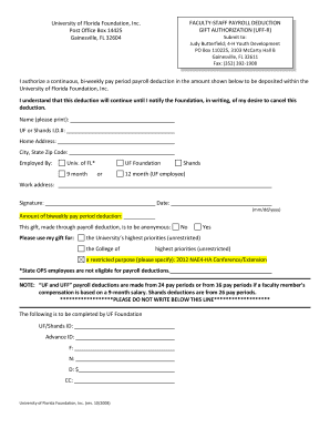 University of Florida Faculty-Staff Payroll Deduction Form