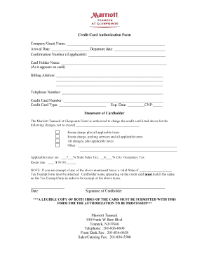 Credit Card Authorization Form