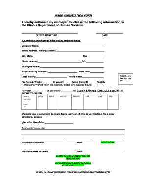 Wage Verification Form