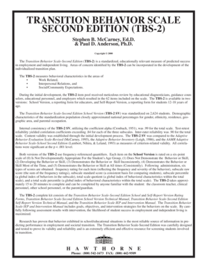 Transition Behavior Scale Second Edition