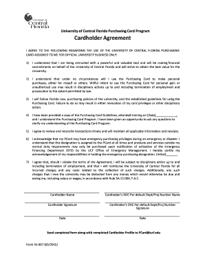University of Central Florida Purchasing Card Agreement