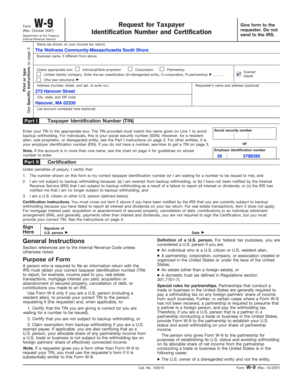 IRS Form W-9 Request for Taxpayer Identification Number and Certification