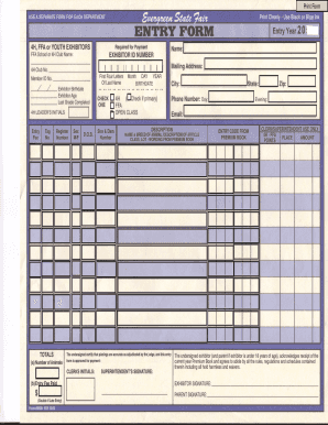 4H FFA Youth Exhibitor Entry Form