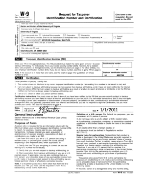IRS Form W-9 Request for Taxpayer Identification Number and Certification