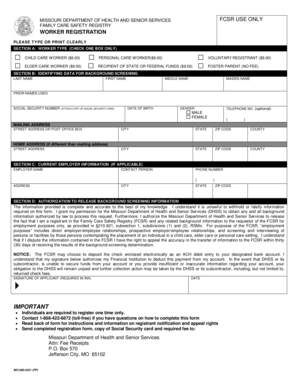 Missouri Family Care Safety Registry Worker Registration Form