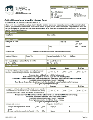 Critical Illness Insurance Enrollment Form