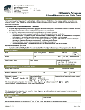 HM Life and Dismemberment Claim Form