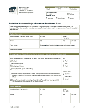 Individual Accidental Injury Insurance Enrollment Form