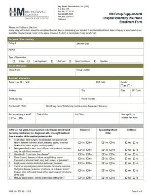 Hospital Indemnity Insurance Enrollment Form