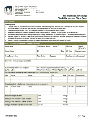 HM Worksite Advantage Disability Income Claim Form