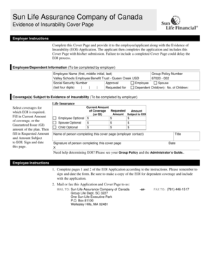 Sun Life Evidence of Insurability Application