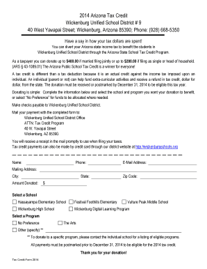Arizona State School Tax Credit Form 2014