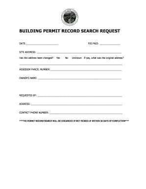 Building Permit Record Search Request