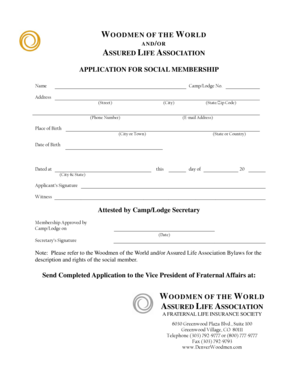 Woodmen of the World Social Membership Application