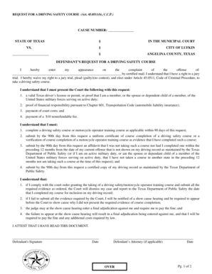 Texas Driving Safety Course Request