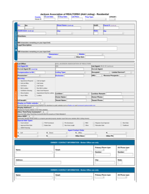 Jackson Association of REALTORS Residential Listing Form