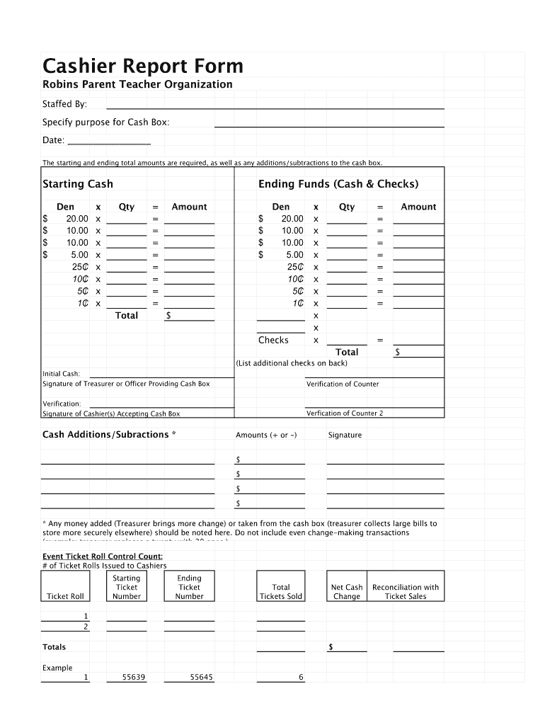 Free Printable Daily Cash Register Closing Sheet Printable Form 