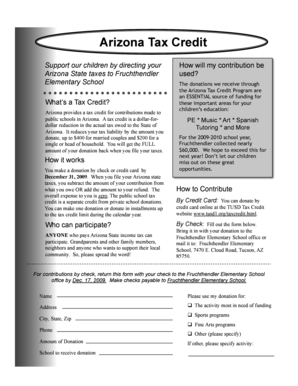 Arizona Tax Credit Donation Form