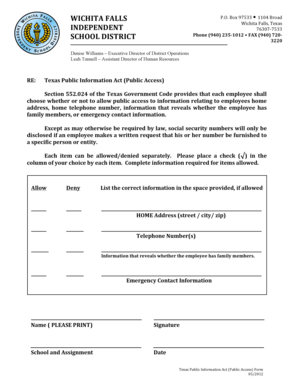 Texas Public Information Act Form