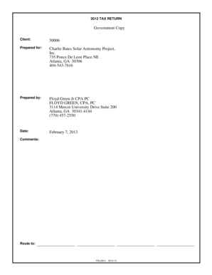 2012 Form 990-EZ Tax Return