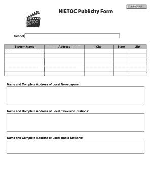 NIETOC Publicity Form