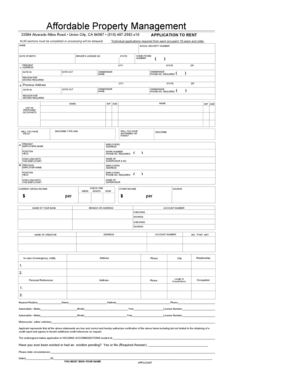 California Rental Application Form