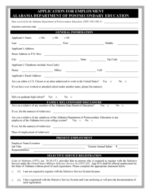 Alabama Employment Application Form