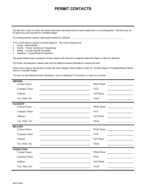 Permit Contact Information Form