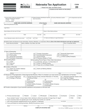Nebraska Tax Application Form