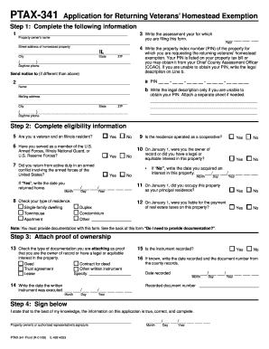 Illinois Returning Veterans’ Homestead Exemption Form