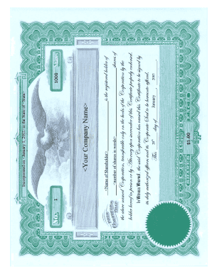 Stock Certificate Template