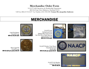 NAACP Merchandise Order Form