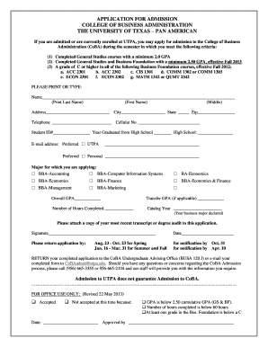 College of Business Administration Application